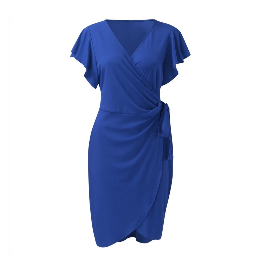 NWT dress size 2XL. Oten. Deep V neck ruffle sleeve dress